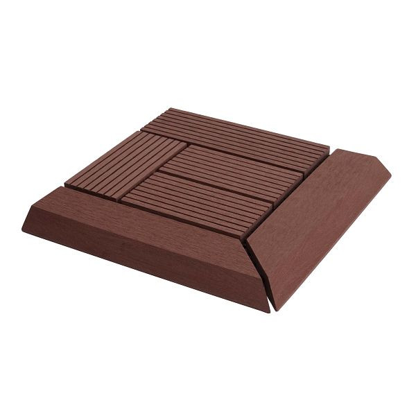 Mendler WPC hoekvloertegel Rhone + finish, houtlook terras, 30x30cm Premium, hoek, koffie offset, 77626