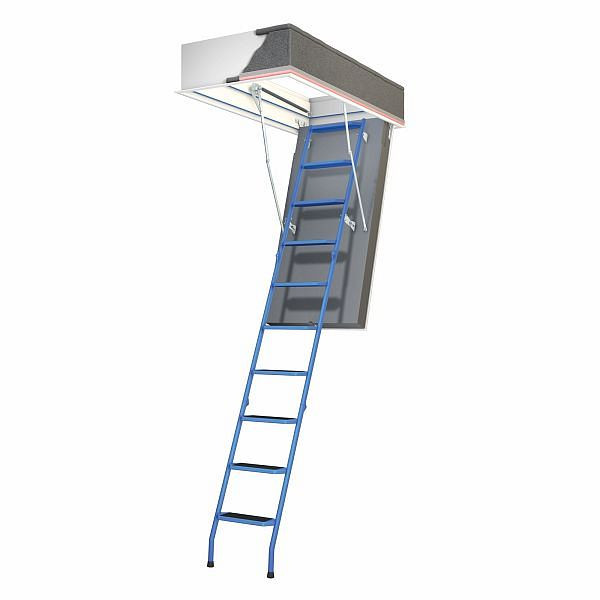 Wellhöfer zoldertrap staalblauw met thermische isolatie WSPH, plafondopening 130 x 70 cm, hoogte vrije ruimte 259 - 271 cm, 294000123