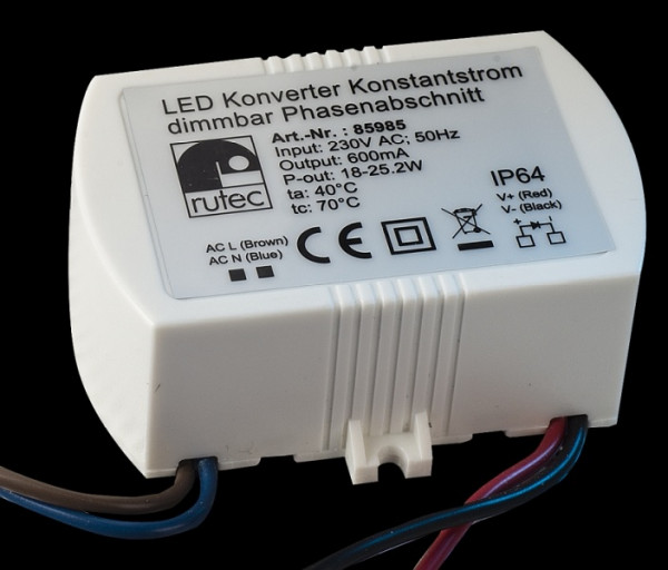 rutec Projekt LED omvormer 600mA 18W - 25W constante stroom omvormer dimbaar, PHE985