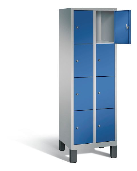 C+P lockerkast Evolo, H1850xB610xD500mm, kleur: wit aluminium / gentiaanblauw, 48010-204 S10183