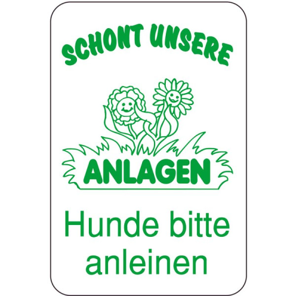 Stein HGS HGS speciaal bord, BESCHERM ONZE FACILITEITEN, honden alstublieft aangelijnd, 400 x 600 mm, tekst: groen, 14990