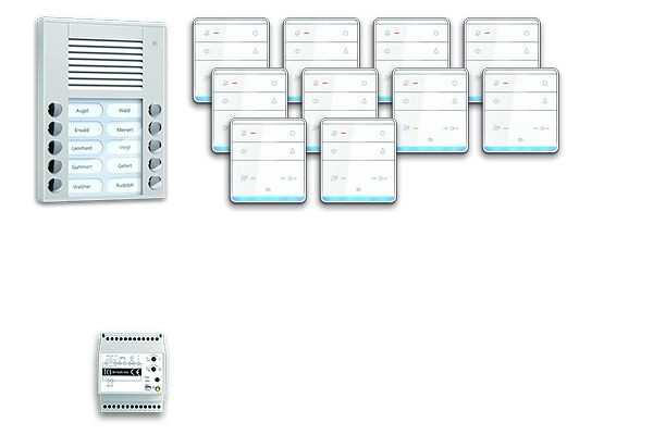 TCS deurbediening audio: pack AP voor 10 wooneenheden, met buitenpost PES 10 belknoppen, 10x handsfree luidspreker ISW5010, bedieningseenheid, PPAF10-EN / 01