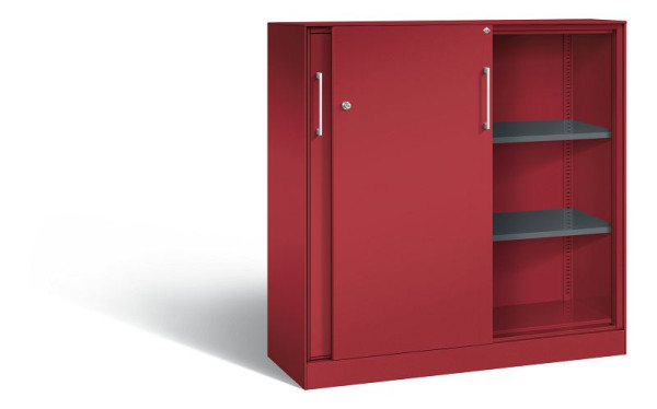 C+P schuifdeurkast Asisto, H1310xB1200xD435mm, kleur: robijnrood, beugelgreep, 3 niveaus, 142031-000 S10127