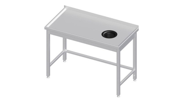Werktafel Stalgast, hoogte 850 mm, zonder onderblad, met afvoergat, met opstaande rand, gelast