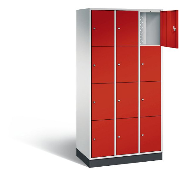 C+P lockerkast Intro, H1950xW920xD490mm, kleur: lichtgrijs / vuurrood, 8470-301 S10034