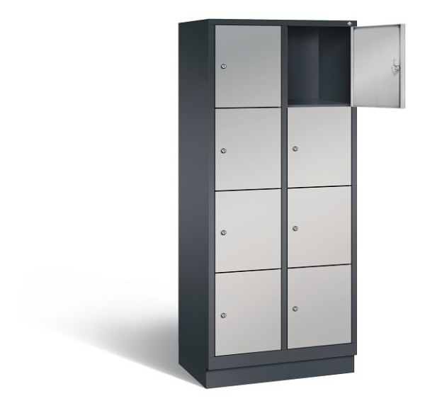 C+P lockerkast Evolo, H1800xW810xD500mm, kleur: zwart-grijs/wit aluminium, 48020-224 S10060