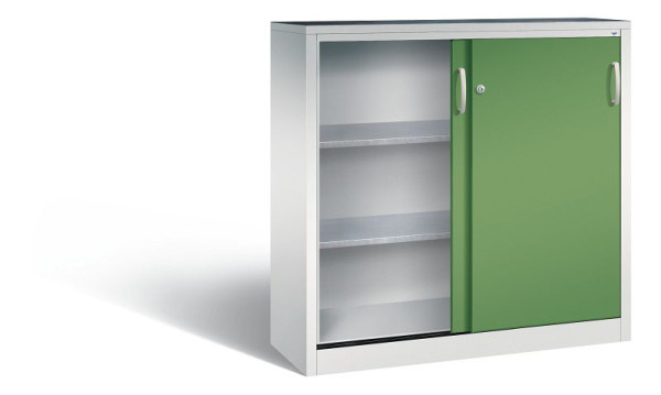 C+P schuifdeurkast Acurado, H1200xB1200xD400mm, kleur: lichtgrijs / reseda groen, beugelgreep, 2047-09 S10033