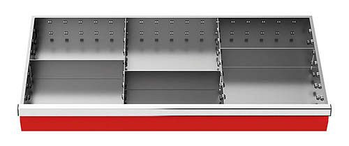 Bedrunka + Hirth lade-inzet, serie T500-9, middenvakrails, met 3 tussenschotten, 198-144A