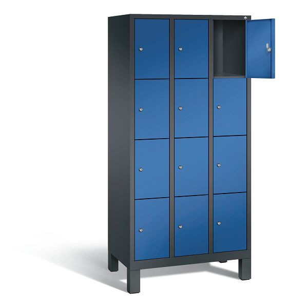 C+P lockerkast Evolo, H1850xB900xD500mm, kleur: zwartgrijs / gentiaanblauw, 48010-304 S10187