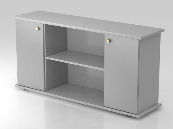 Hammerbacher dressoir 2 deuren 166cm gestreept handvat grijs/zilver, 166,1x44,8x84 cm (BxDxH), VSB2T/5/S/SG
