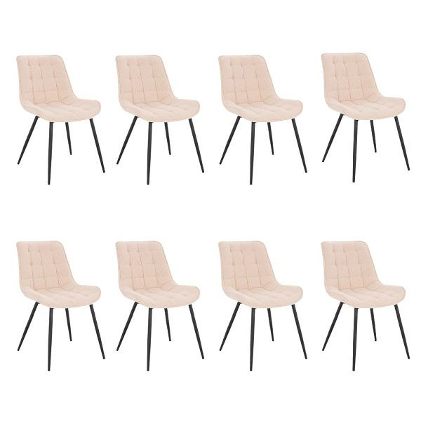HOME DELUXE gestoffeerde eetkamerstoel set van 8 IKALO – corduroy crème, 50864