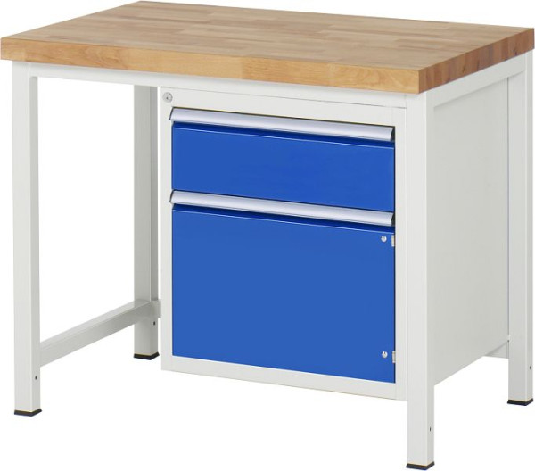 RAU werkbank serie 8000 - frameconstructie (gelast frame), onderbouw container (1x lade, 1x draaideur), 1000x840x700 mm, 03-8152A1-107B4S.11