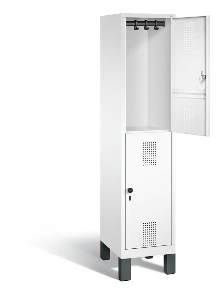 C+P locker dubbeldekker Evolo, H1850xB420xD500mm, kleur: verkeerswit, 48310-12 S10094