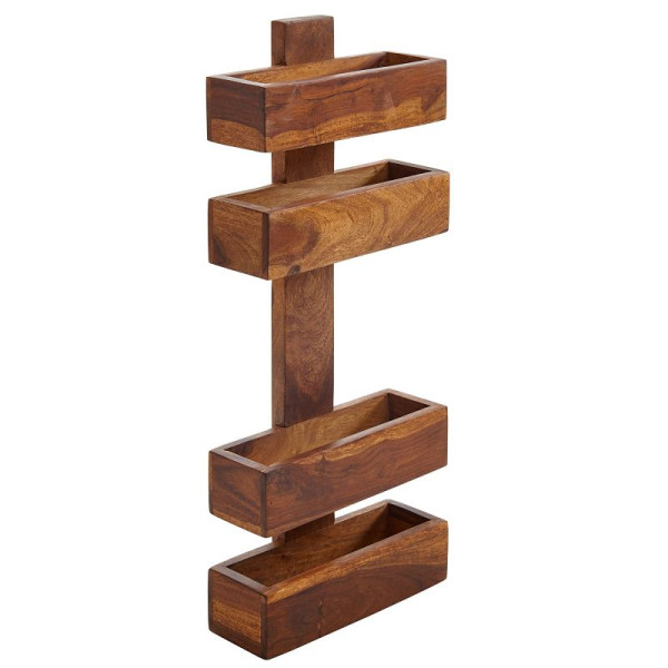 Wohnling tijdschriftenrek MUMBAI massief hout sheesham 2 opbergvakken, design brochurehouder landelijke stijl, WL1.533