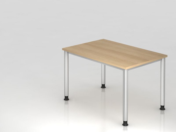 Hammerbacher bureau 4 voet rond 120x80cm eiken/zilver, rechthoekige vorm, VHS12/E/S