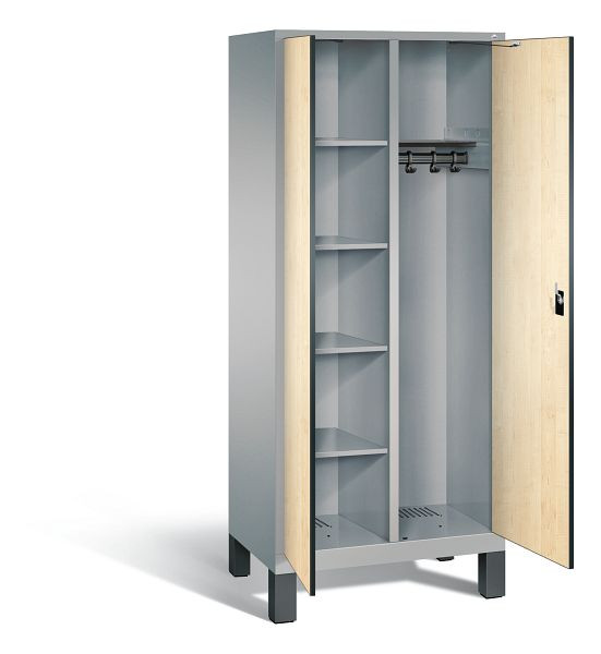 C+P reinigingsmiddelenkast Evolo, H1850xW810xD500mm, kleur: wit aluminium / Donau esdoorn decor, 48060-22 S10086