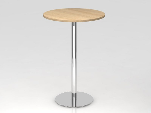 Hammerbacher bartafel 80cm rond eiken/chroom, verchroomd frame, VSTH08/E/C