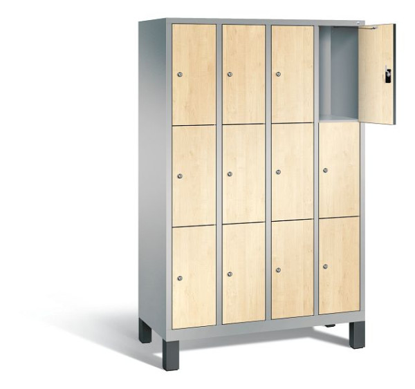 C+P lockerkast Evolo, H1850xB1190xD500mm, kleur: wit aluminium / Donau esdoorn decor, 48010-403 S10196