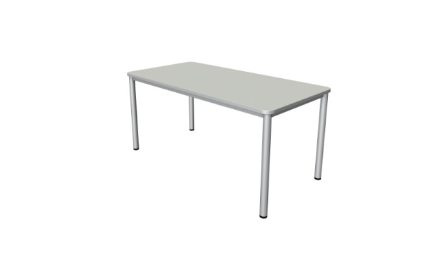 Kerkmann Desk Prime - B 1600 x D 800 x H 750 mm, 4-poots frame in aluminium zilver, lichtgrijs, 11040611