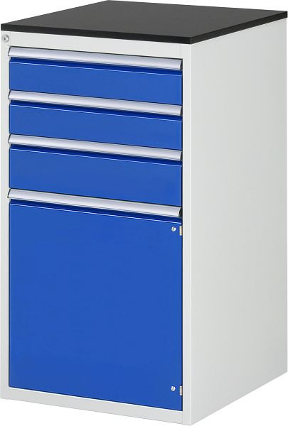RAU ladekast serie 7000, B580xD650xH1030mm, laden: 2xH120, 1xH150mm, draaideur H540mm, werkblad melaminehars gecoat, 03-L7.2AR-M.11