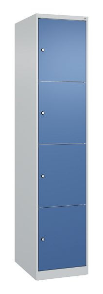 C+P Schließfachschrank Classic PLUS, 1850x400x500mm, 7035/5023, mit 4 Fächern, 080000-124 S10005
