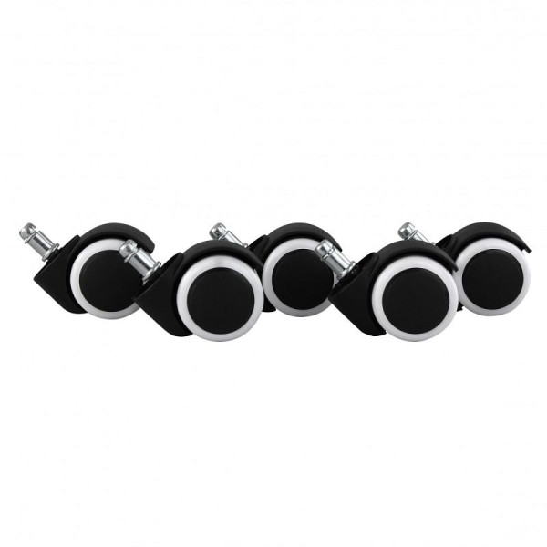 Amstyle set van 5 geremde wielen voor bureaustoel zwart/wit 11 mm / diameter 50 mm, SPM1.913