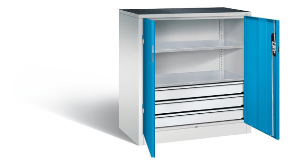 C+P gereedschapskast Acurado, H1000xW930xD500mm, kleur: lichtgrijs/lichtblauw, verzonken handgreep, 8821-5035 S10078