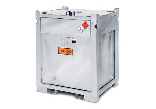 DENIOS mobiel dieseltankstation MDT 1000 van staal, 230 V pomp, 1000 liter, liggend, 122-854