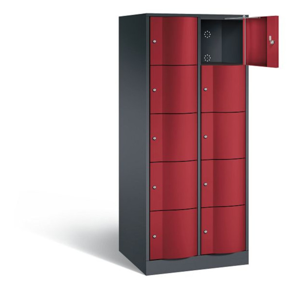 C+P XL lockerkast Resisto, H1950xW772xD640mm, kleur: zwartgrijs/robijnrood, 8570-273 S10079