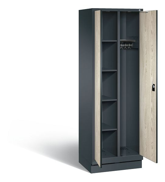 C+P reinigingsmiddelenkast Evolo, H1800xB610xD500mm, kleur: antracietgrijs / decor Sen-ash, 48160-20 S10140