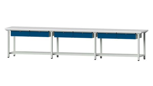 ANKE werkbanken werktafel, model 105, 4050 x 700 x 840 mm, RAL 7035/5010, KSP 40 mm, 400.520