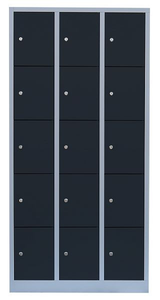 Lüllmann stalen compartimentenkast, 1800 x 885 x 500 mm, lichtgrijs/antracietgrijs, 520538