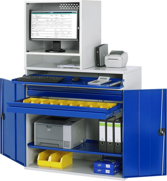RAU computerkast - model 66, B1100 x D520 x H1770 mm, monitorbehuizing B650 x D520 x H710 mm, 07-1100-M66-MG5.11
