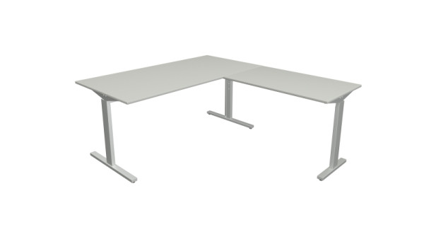 Kerkmann hoekwerkstation Form 2, bureau B 1600 x D 800 x H 700-820 mm, aanschuiftafel 1000 x 600 x 700-820 mm, lichtgrijs, 11023011