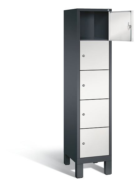 C+P lockerkast Evolo, H1850xW420xD500mm, kleur: zwartgrijs/lichtgrijs, 48010-125 S10014