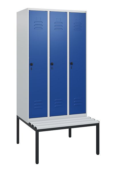 C+P luierkastje Classic PLUS, met onderbank, 3 vakken, 1950x900x815mm, 7035/5010, draaibare sluiting, 0800505-30 S10033
