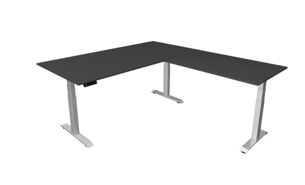 Kerkmann zit-statafel B 2000 x D 1000 mm met aanbouwelement 1200 x 800 mm, elektrisch in hoogte verstelbaar van 640-1290 mm, antraciet, 10043313