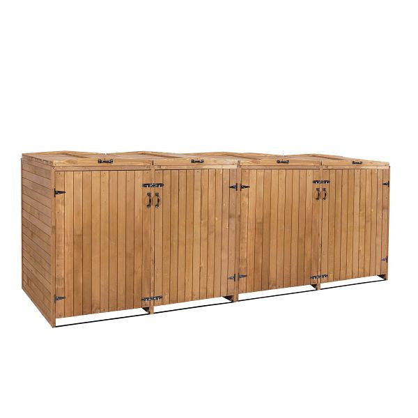 Mendler XL HWC-H74 4/8 vuilnisbak bekleding, vuilnisbak, uitbreidbaar 120x75x96 hout, bruin, 2x73980+2x74652