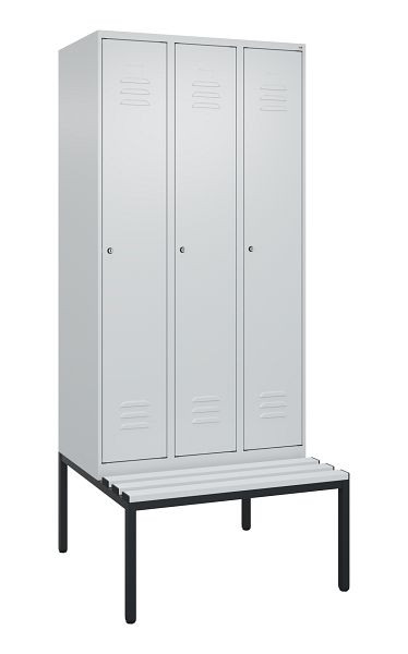 C+P luierkluis Classic PLUS met middenwand, 3 vakken, 2120x900x815mm, 7035/7035, cilindersloten, 0800507-30F S10024