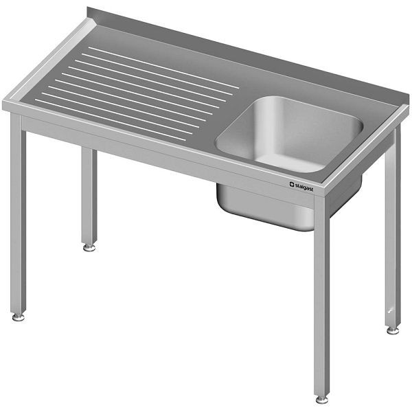 Stalgast spoelunit zonder voet 1300x700x850 mm, met één bak rechts, met opstaande rand, gelast, VST13720RA