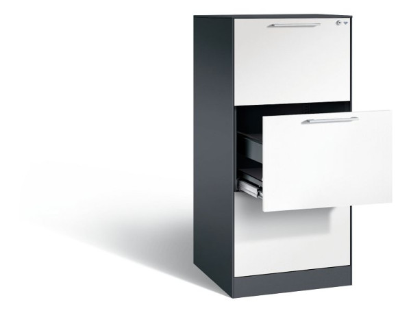C+P hangarchiefkast Asisto, H1310xB562xD600mm, kleur: zwartgrijs / verkeerswit, beugelgreep, 146224-301 S10082