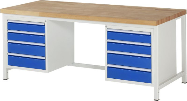 RAU werkbank serie 8000 - frameconstructie (gelast frame), 11 x laden, 2000x840x900 mm, 03-8181A1-209B4S.11