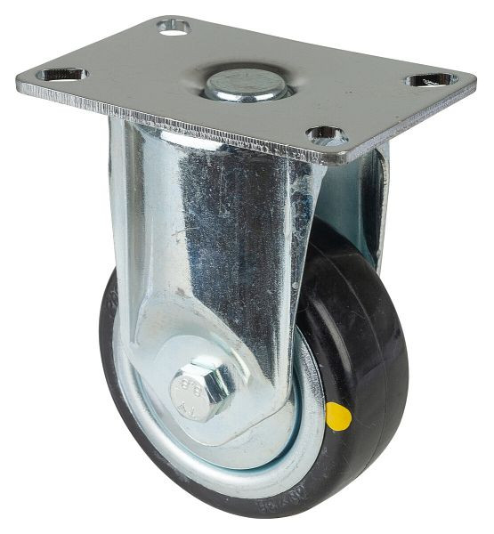 BS-wielen Zwaar apparatenwiel, breedte 30 mm, Ø80 mm, tot 80 kg, grijs rubber, elektrisch geleidend, kunststof wiellichaam, kogellagers, plaat, C110.A89.080