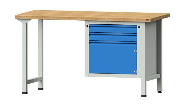 ANKE werkbanken combinatie werkbank, model 702 E, 1500 x 700 x 840 mm, RAL 7035/5012, BMP 40 mm, 510.508