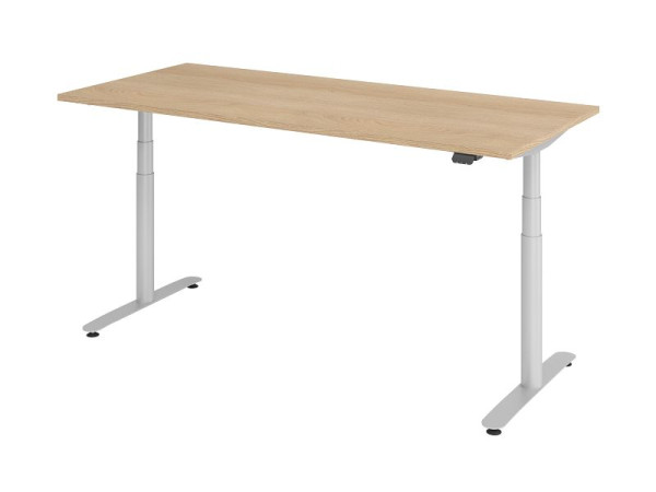 Hammerbacher zit-sta bureau elektrisch 180x80cm eiken/zilver, VXDLR19/E/S