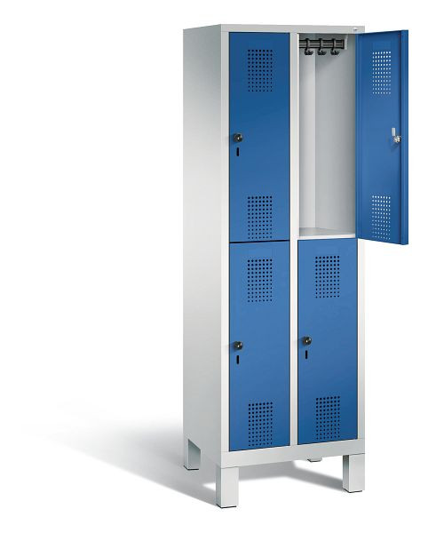 C+P locker dubbeldekker Evolo, H1850xB610xD500mm, kleur: lichtgrijs / gentiaanblauw, 48310-20 S10136