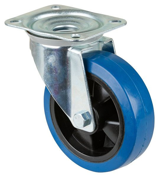 BS-rollen transportrol, wielbreedte 50 mm, wiel-Ø 160 mm, draagvermogen 300 kg, blauwe elastische banden, kogellagers, verpakking van 2 stuks, L400.B62.161