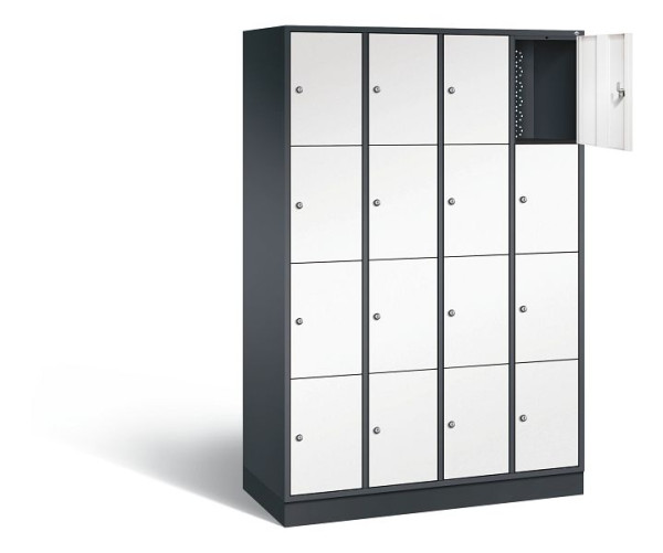 C+P lockerkast Intro, H1950xB1220xD490mm, kleur: zwartgrijs / verkeerswit, 8470-401 S10166