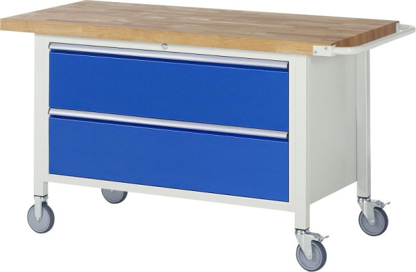 RAU verrijdbare werkbank 8000 - model 8355, B1500 x D700 x H880-1080 mm, onderbak, 2x laden: 2xH270 mm, 05-8355A2-157B4H.11