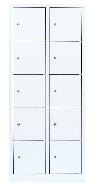 Lüllmann stalen compartimentenkast, 1800 x 800 x 500 mm, signaalwit/signaalwit, 523527